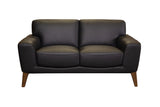 Porter Designs Modena Genuine Leather Transitional Loveseat Black 02-204-02-0195