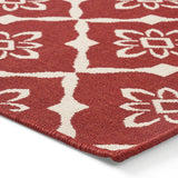 Tallevast Outdoor 5'3" x 7' Trellis Area Rug, Red and Ivory Noble House