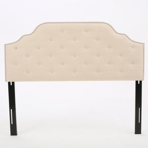 Silas Contemporary Fabric Full/Queen Headboard, Beige and Black Noble House