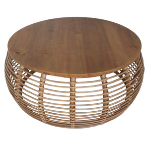 Iris Rattan Round Coffee Table Honey