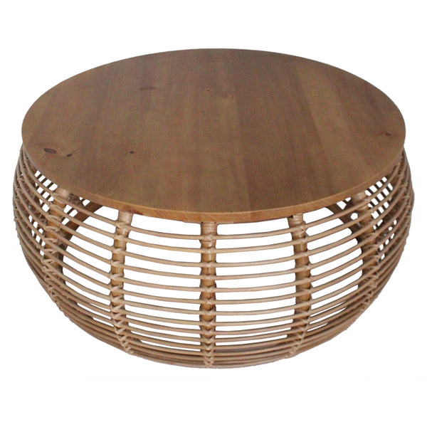 Iris Rattan Round Coffee Table Honey