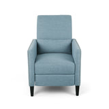 Alscot Contemporary Fabric Push Back Recliner, Light Blue Noble House