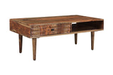 Porter Designs Waves Solid Sheesham Wood Modern Coffee Table Brown 05-196-02-W006