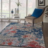 Nourison Artworks ATW01 Artistic Machine Made Loom-woven Indoor only Area Rug Navy/Brick 5'6" x 8' 99446710635