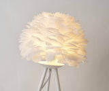 Bethel White Table Lamp in Iron & Feather