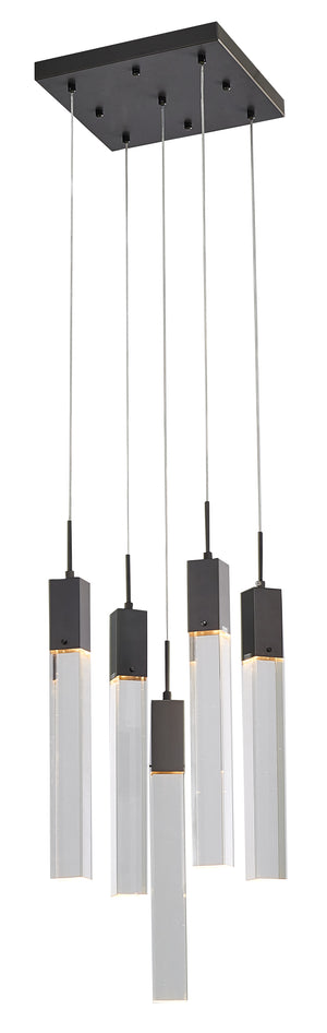 Bethel Matte Black Chandelier in Metal & Crystal