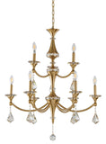 Bethel Stain Brass Chandelier in Iron & Crystal