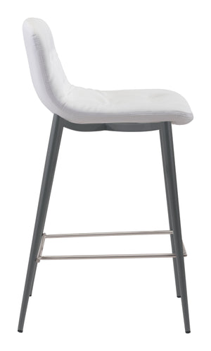 Zuo Modern Tangiers 100% Polyurethane, Plywood, Steel Modern Commercial Grade Counter Stool Set - Set of 2 White, Dark Gray 100% Polyurethane, Plywood, Steel