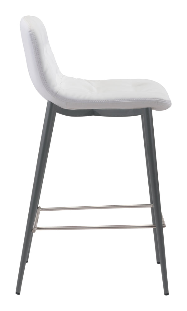 Zuo Modern Tangiers 100% Polyurethane, Plywood, Steel Modern Commercial Grade Counter Stool Set - Set of 2 White, Dark Gray 100% Polyurethane, Plywood, Steel