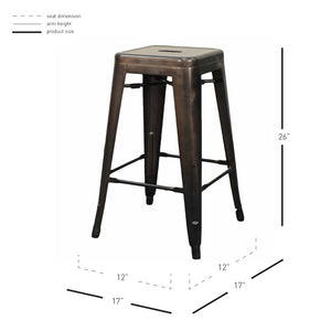 Metropolis Metal Backless Counter Stool Set of 4 - Stylish, Stackable, Durable for Home & Patio