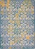 Nourison Aloha ALH21 Outdoor Machine Made Power-loomed Indoor/outdoor Area Rug Ivory Blue 9'6" x 13' 99446828200
