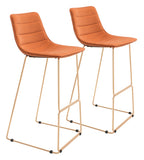 English Elm EE2688 100% Polyester, Plywood, Steel Modern Commercial Grade Bar Chair Set - Set of 2 Orange, Gold 100% Polyester, Plywood, Steel