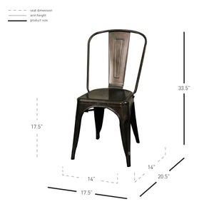 Metropolis Metal Side Chair Set of 4 - Classic Bistro Style for Dining Room or Café Decor