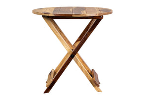 Porter Designs Sheesham Accents Solid Wood Round Foldable Natural End Table Natural 07-116-01-0271