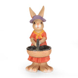 Rafter Outdoor Rabbit Garden Statue, Brown and Orange Noble House