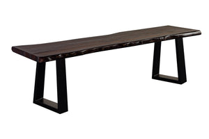 Porter Designs Manzanita Live Edge Solid Acacia Wood Natural Dining Bench Gray 07-196-13-BN58MT-KIT