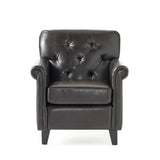 Veronica Tufted Brown Leather Club Chair Noble House