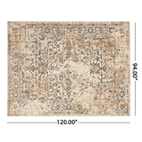 Noble House Althoff 7'10" x 10' Indoor/Outdoor Area Rug, Sand Gray and Ivory