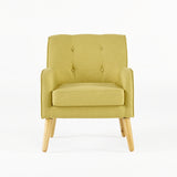 Felicity Mid-Century Modern Fabric Tufted Arm Chair, Verdure Yellow and Natural Noble House