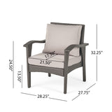 Keana Outdoor 4 Club Chair Chat Set with Fire Pit, Gray and Light Gray Noble House