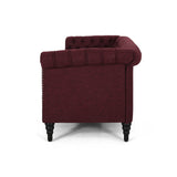 Barneyville Traditional Chesterfield Sofa with Tufted Cushions, Wine and Black Noble House