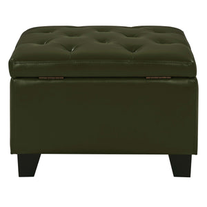 Julian Stylish Rectangular Bonded Leather Storage Ottoman with Biscuit Tufting for Home Organization