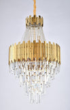 Bethel Gold Chandelier in Stainless Steel & Crystal