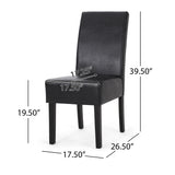 Pollards Contemporary Upholstered Dining Chairs, Midnight Black Faux Leather and Espresso Noble House