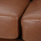 Warbler Contemporary Faux Leather Upholstered 3 Seater Sofa, Cognac Brown and Espresso Noble House