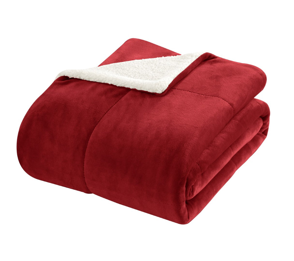 EVIE RED KING 3pc SHERPA BLANKET SET