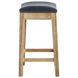 Elmo Bonded Leather Counter Stool Vintage Blue, Weathered Smoke Legs 358625B-V05-WSKD New Pacific Direct