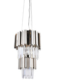 Bethel Shiny Nickel Chandelier in Metal & Crystal