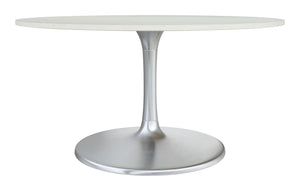 Zuo Modern Gotham Marble, MDF, Iron, Aluminum Modern Commercial Grade Dining Table White, Silver Marble, MDF, Iron, Aluminum
