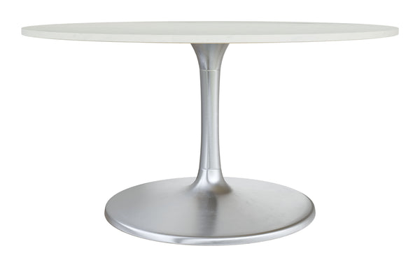 Zuo Modern Gotham Marble, MDF, Iron, Aluminum Modern Commercial Grade Dining Table White, Silver Marble, MDF, Iron, Aluminum