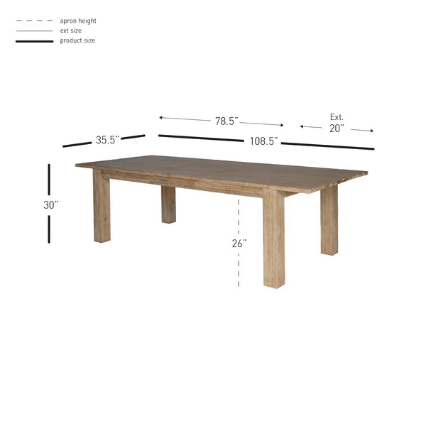 Bedford Rustic Acacia Dining Table - Versatile 79” Table for 6-10, Perfect for Farmhouse Style!