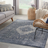 Nourison kathy ireland Home Malta MAI11 Vintage Machine Made Power-loomed Indoor only Area Rug Navy 5'3" x 7'7" 99446495044