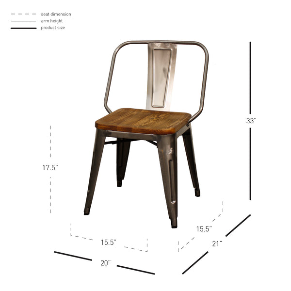 Brian Metal Side Chair Set of 4 - Stylish Industrial Modern Design for Dining and Bistro Areas