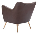 Zuo Modern Zoco 100% Polyurethane, Plywood, Steel Modern Commercial Grade Accent Chair Espresso, Gold 100% Polyurethane, Plywood, Steel