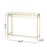 Breu Modern Glam Console Table with Petal Accents, Gold and White Noble House