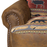 Porter Designs Hunter Wildlife Pattern Reversible to Leather-Look Transitional Recliner Brown 03-33C-11-8020N