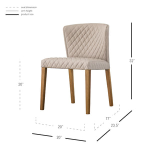 Albie Low-Back Dining Chair Set of 2 - Stylish Bonded Leather with Quilted Design & Solid Wood Legs