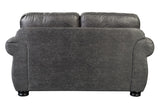 Porter Designs Hunter Wildlife Pattern Reversible to Leather-Look Transitional Loveseat Gray 01-33C-02-8022