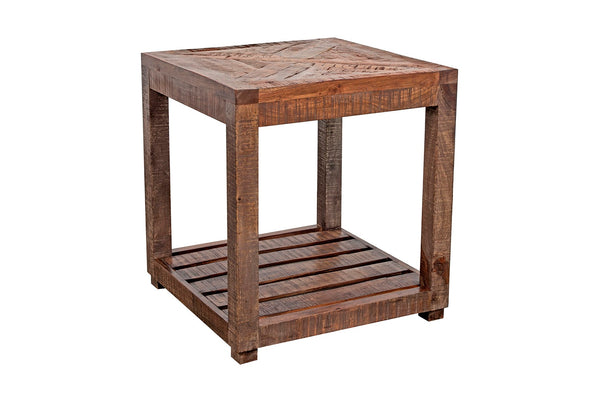 Porter Designs Gunnison Solid Acacia Wood Modern End Table Brown 05-190-07-L005