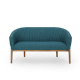 Galena Mid-Century Fabric Loveseat, Teal Noble House