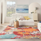 Nourison Allur ALR06 Contemporary Machine Made Power-loomed Indoor only Area Rug Red Multicolor 9' x 12' 99446838902