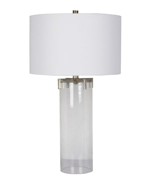 Bethel Polished Nickel Table Lamp in Metal & Glass