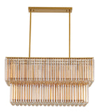 Bethel Satin Brass Chandelier in Metal & Crystal