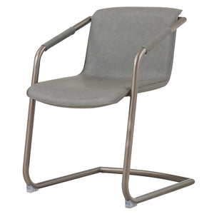 Indy Leatherette Side Chair Set of 2 - Industrial Chic Design with Rubbed Gold Frame & Easy Storage