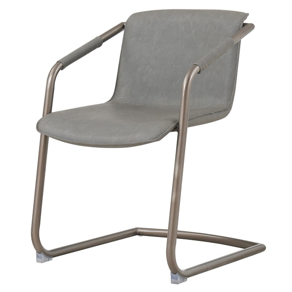 Indy Leatherette Side Chair Set of 2 - Industrial Chic Design with Rubbed Gold Frame & Easy Storage