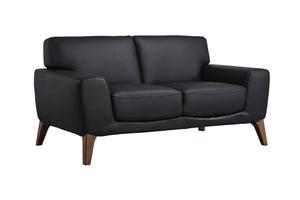 Porter Designs Modena Genuine Leather Transitional Loveseat Black 02-204-02-0195